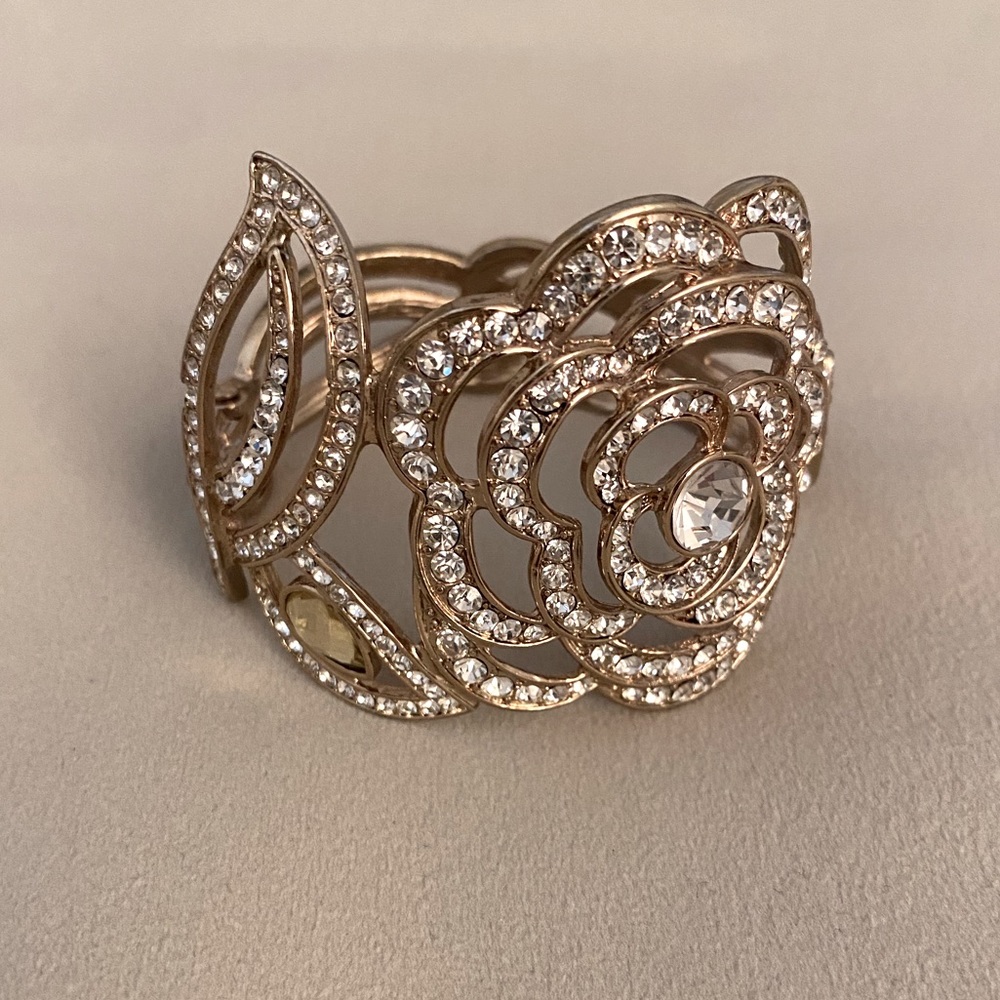 Jewelry Clamp Vintage Bracelet Rhinestone Rose Gold Great gift present